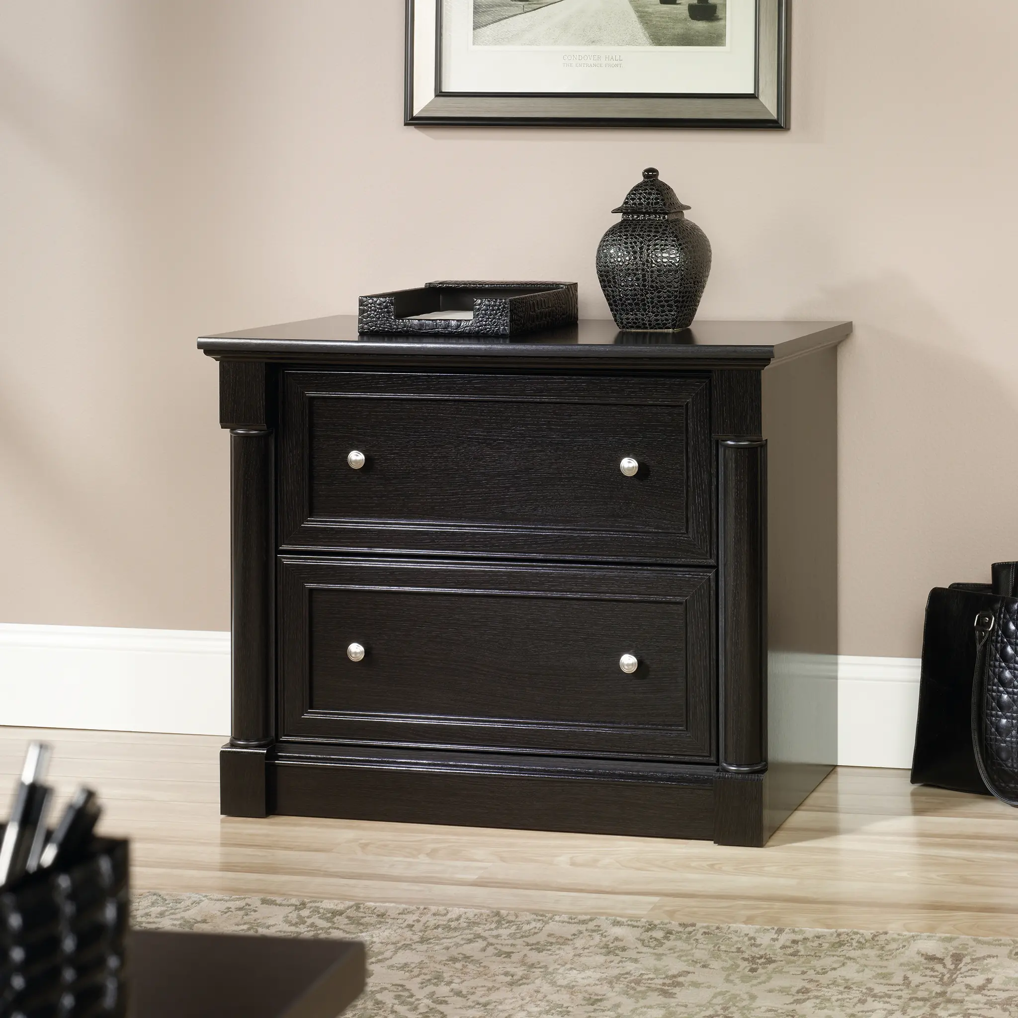 Black Oak Two Drawer Lateral File Cabinet-1