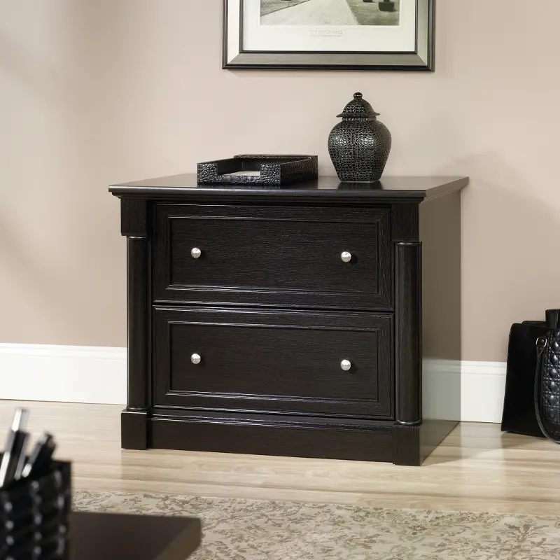 Black Oak Two Drawer Lateral File Cabinet
