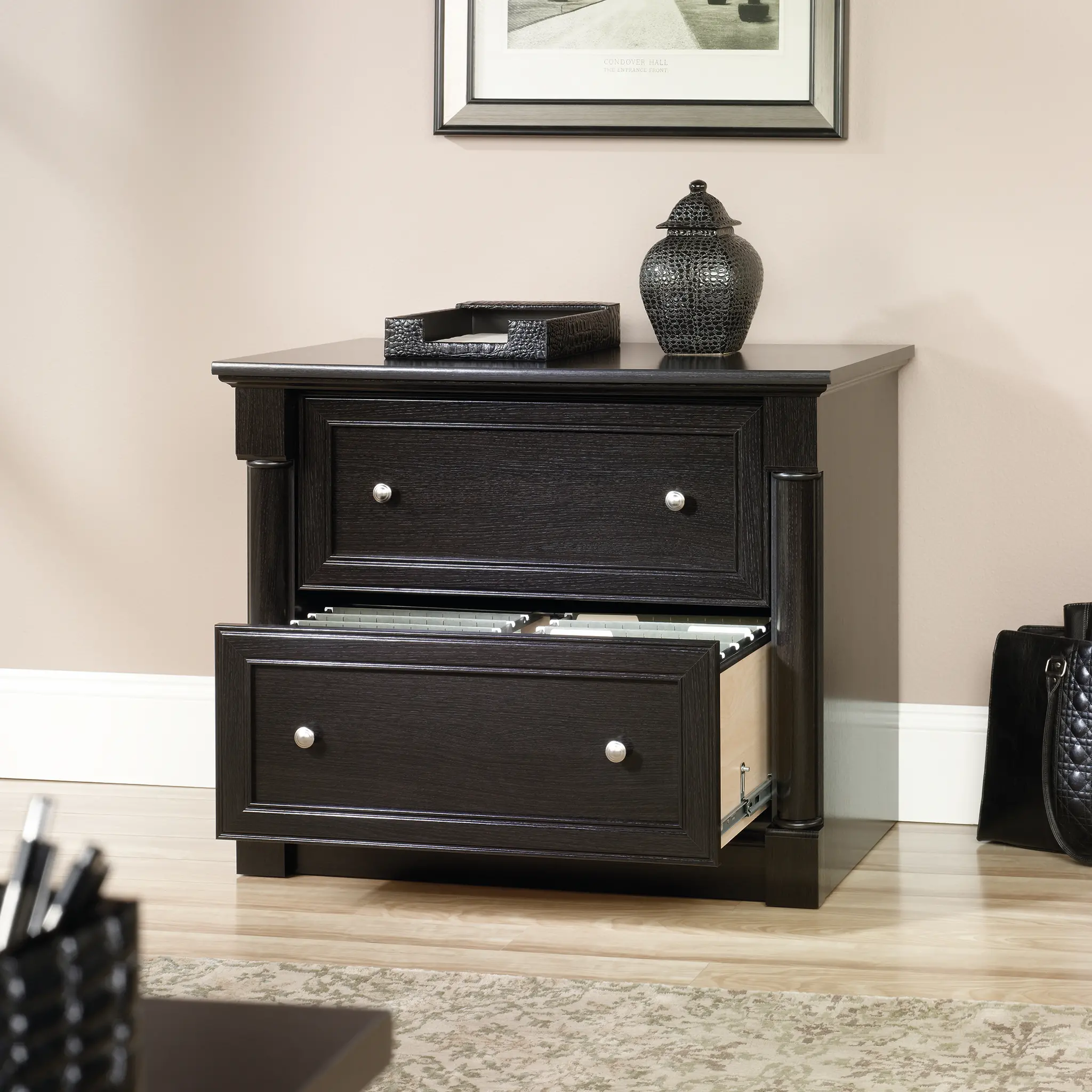 Black Oak Two Drawer Lateral File Cabinet-2