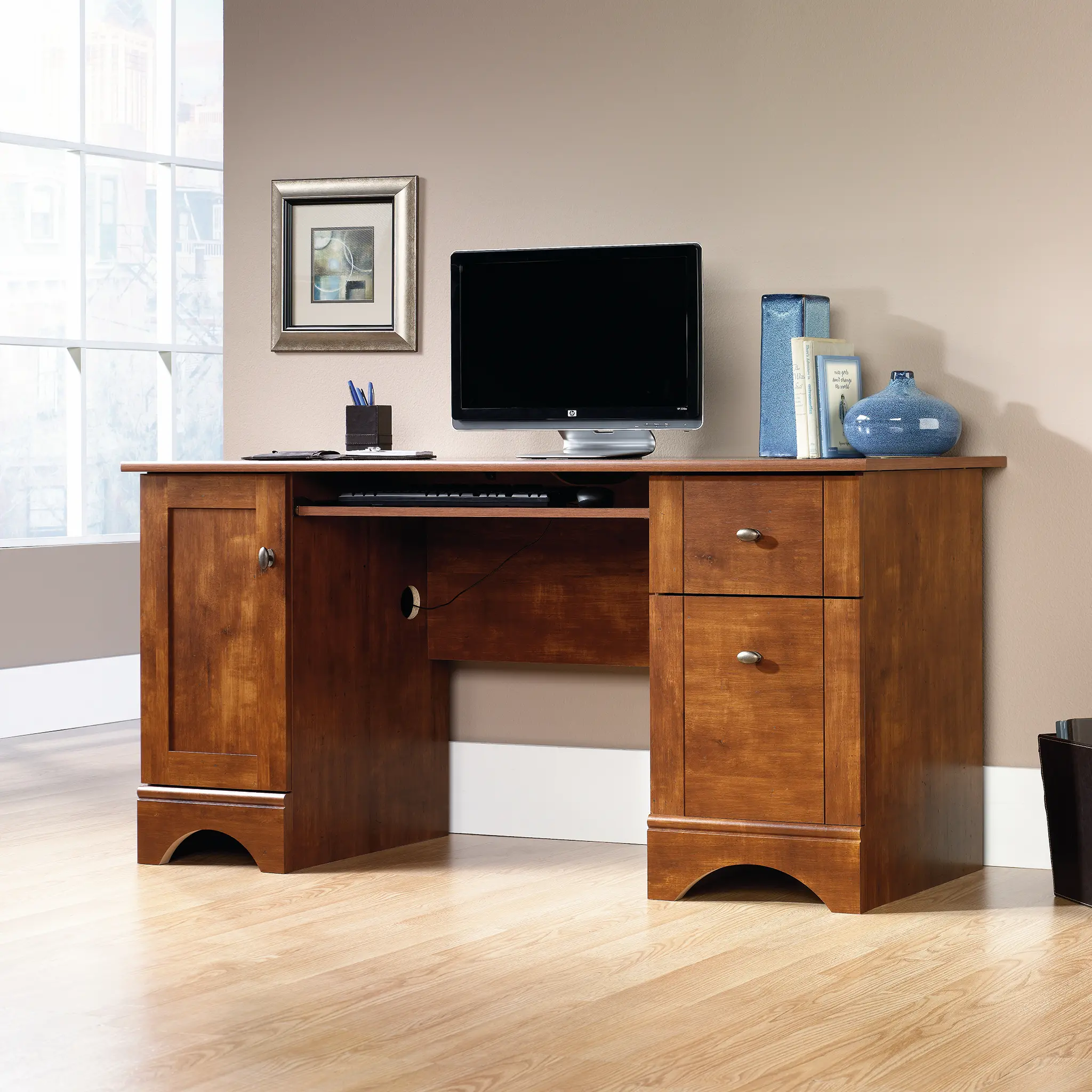 Brushed Maple Computer Desk-1