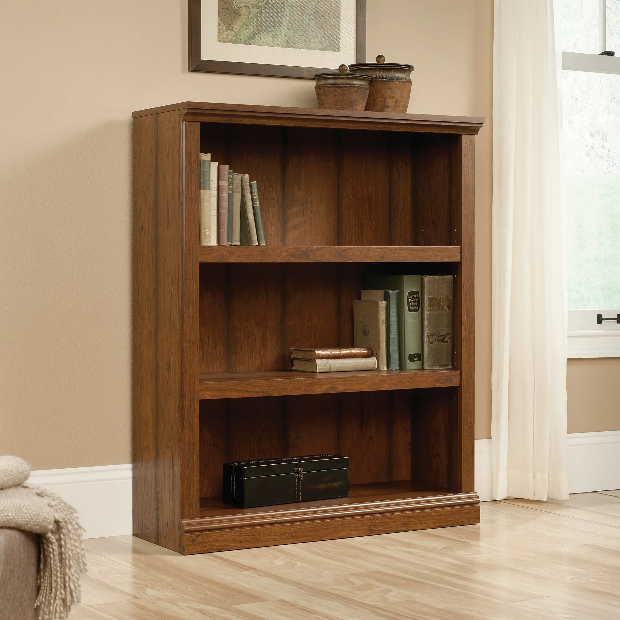 Cherry 3-Shelf Bookcase-1