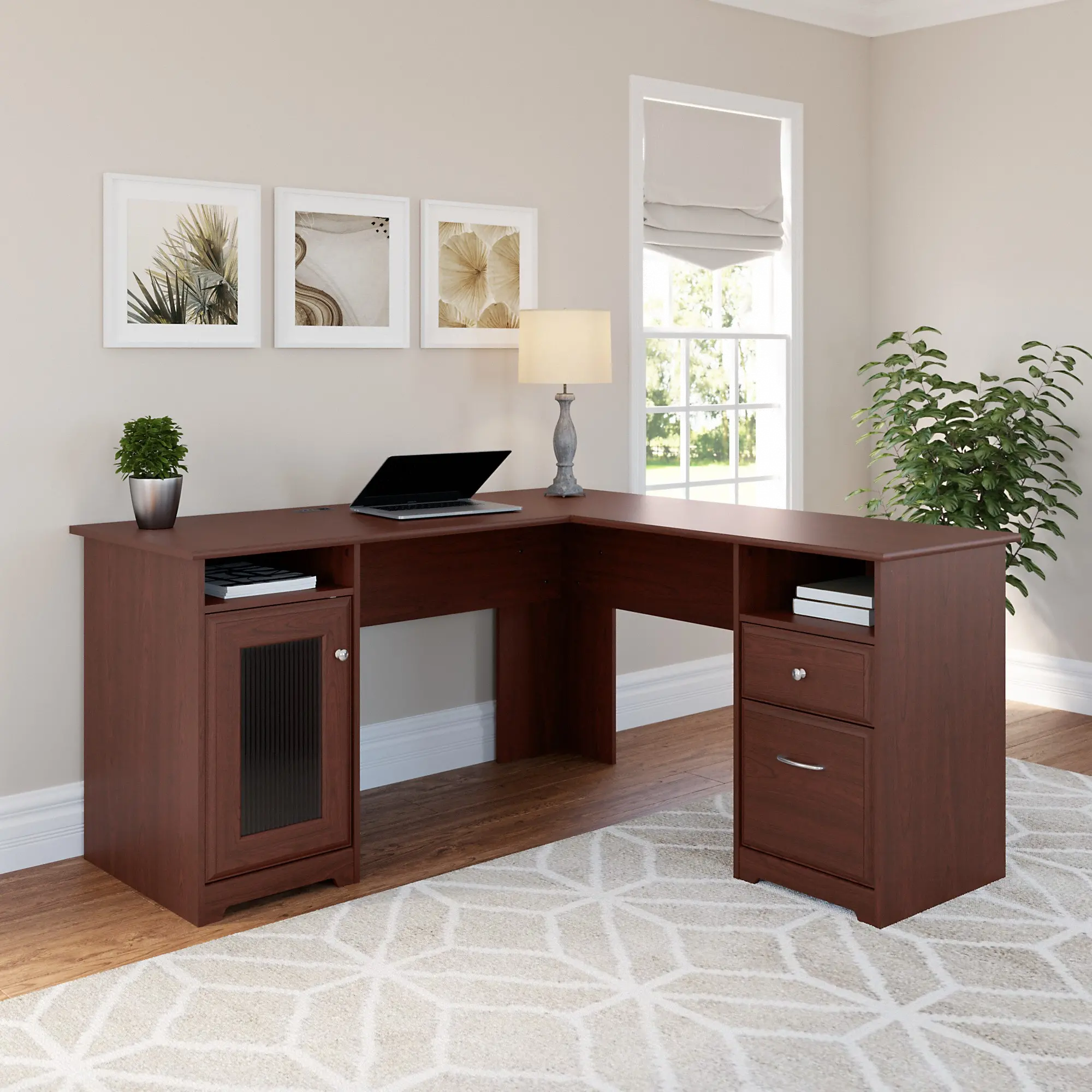 WC31430-03K Cabot Cherry 60  Computer L-Desk-1