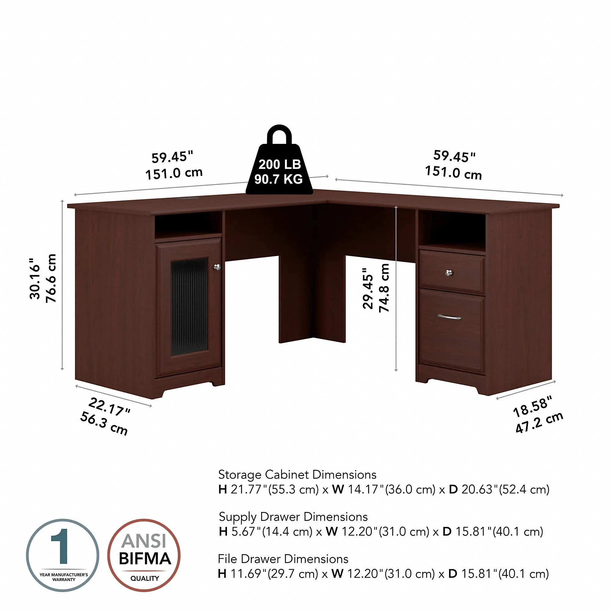WC31430-03K Cabot Cherry 60  Computer L-Desk-5