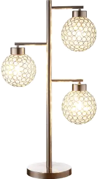 M1832/CRYSTALBALL 30 Inch Metal-Sand Chrome Table Lamp With Crystal Shades