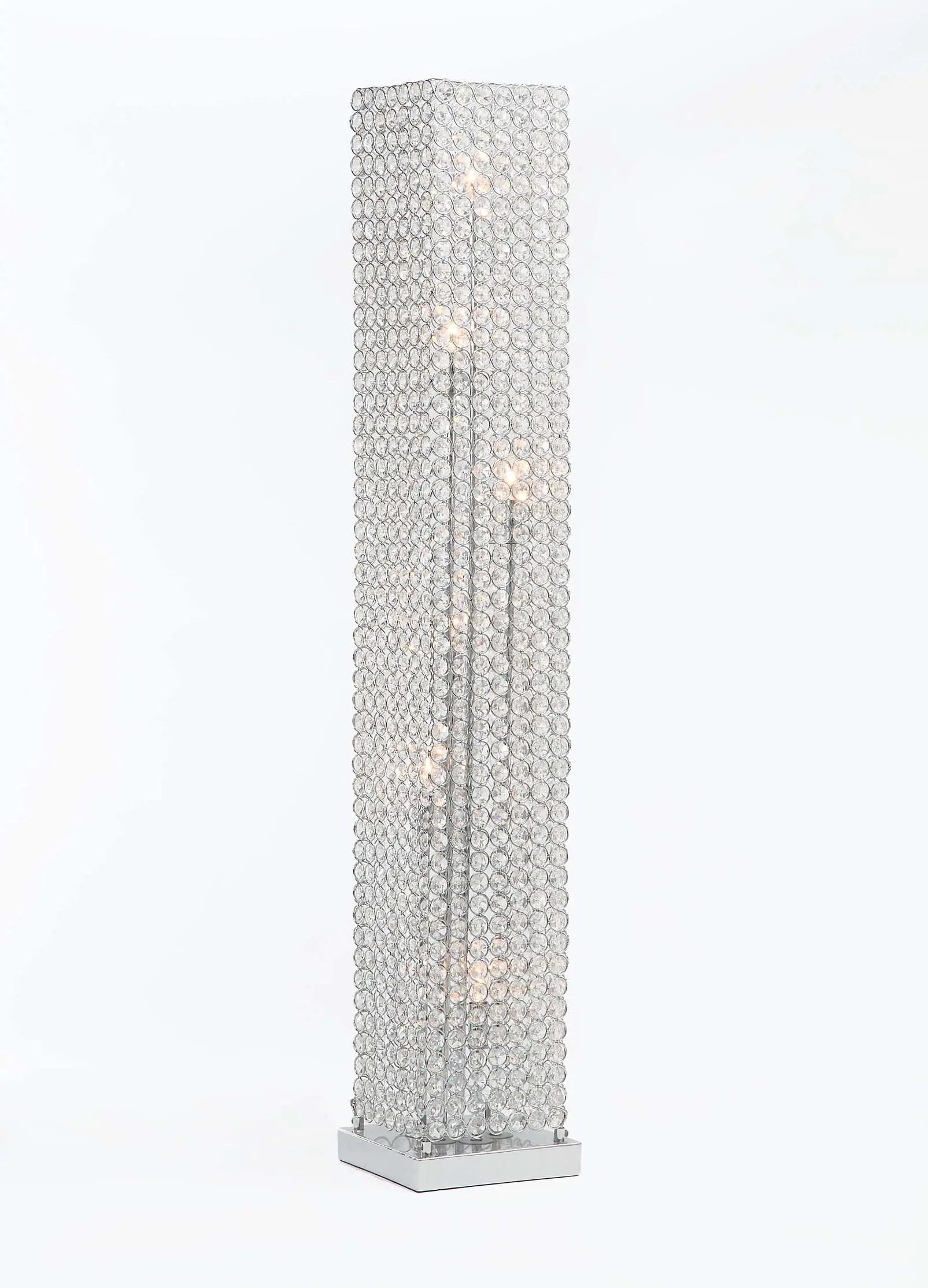 M1844F/CHROME/CRYSTL Chrome and Crystal Pillar Floor Lamp-1