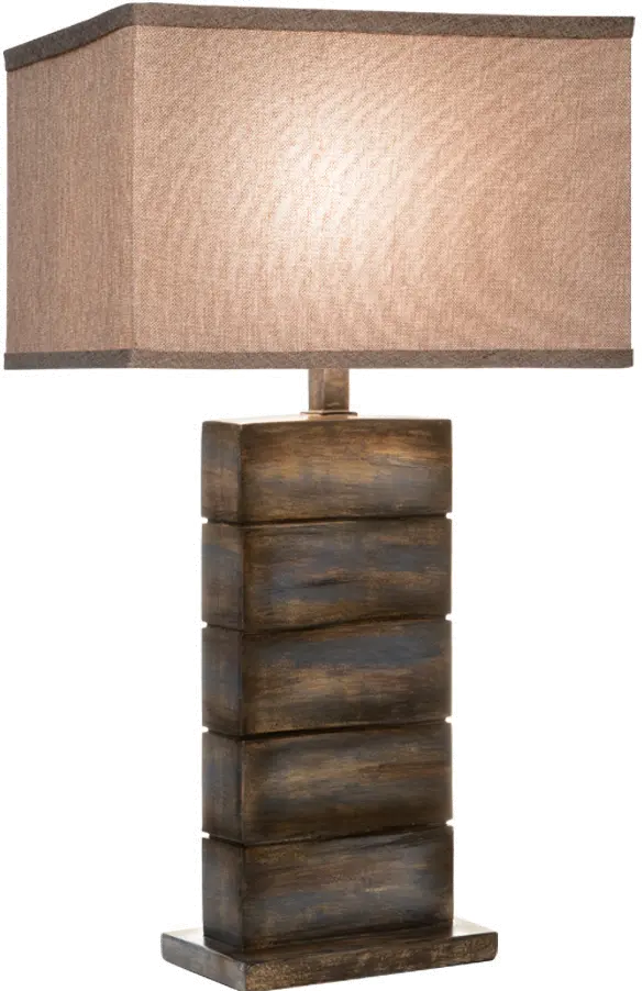 H6485SBR/3WAY/BLUE Brown Table Lamp-1