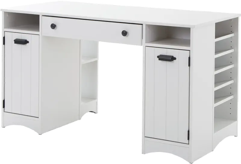 Artwork White Craft Table with Storage - South Shore