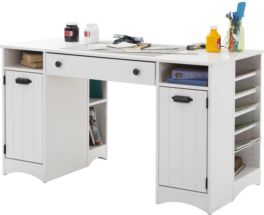 7260727 Artwork White Craft Table with Storage - South Shore-2