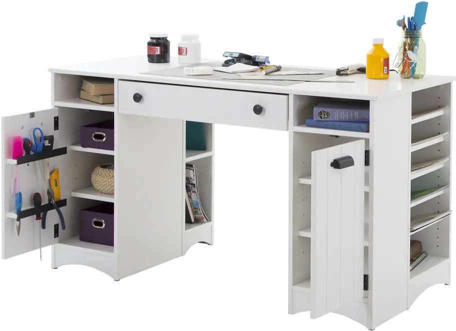 7260727 Artwork White Craft Table with Storage - South Shore-3