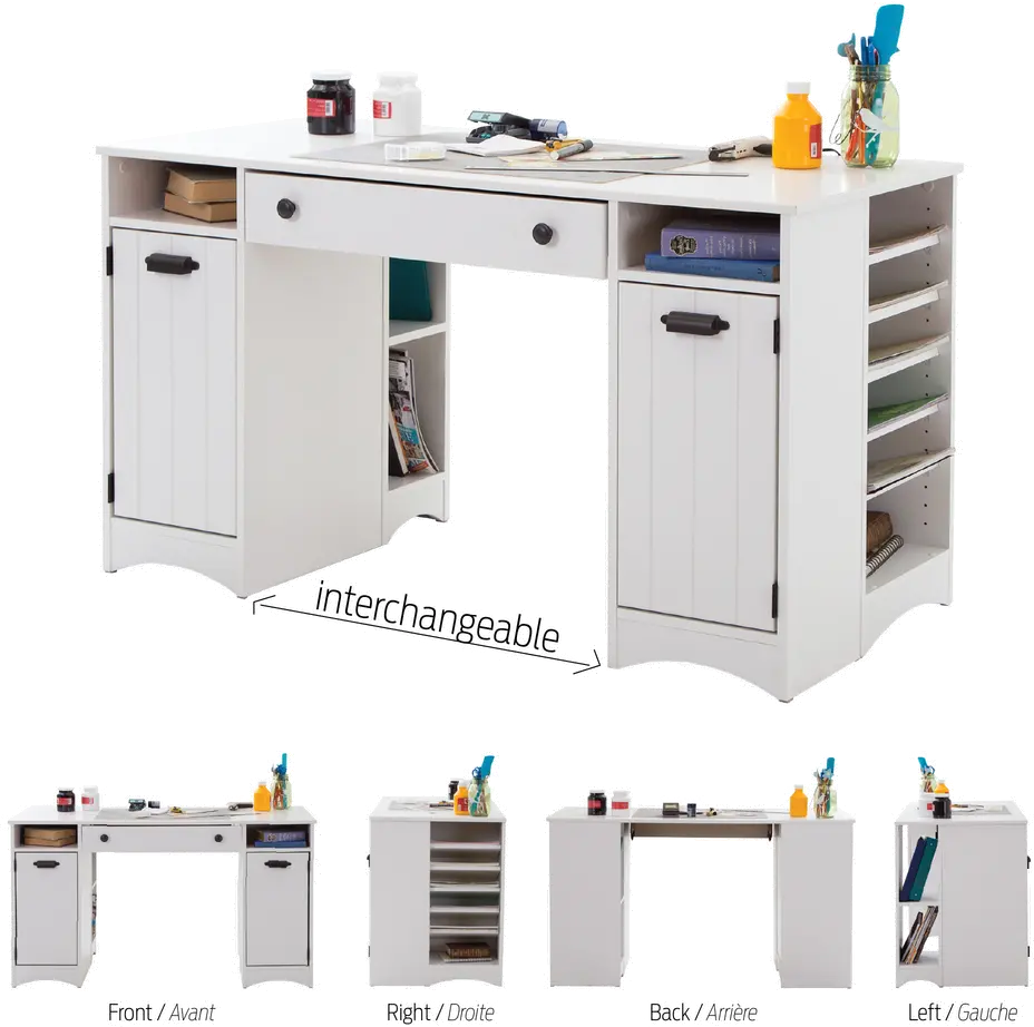 7260727 Artwork White Craft Table with Storage - South Shore-4