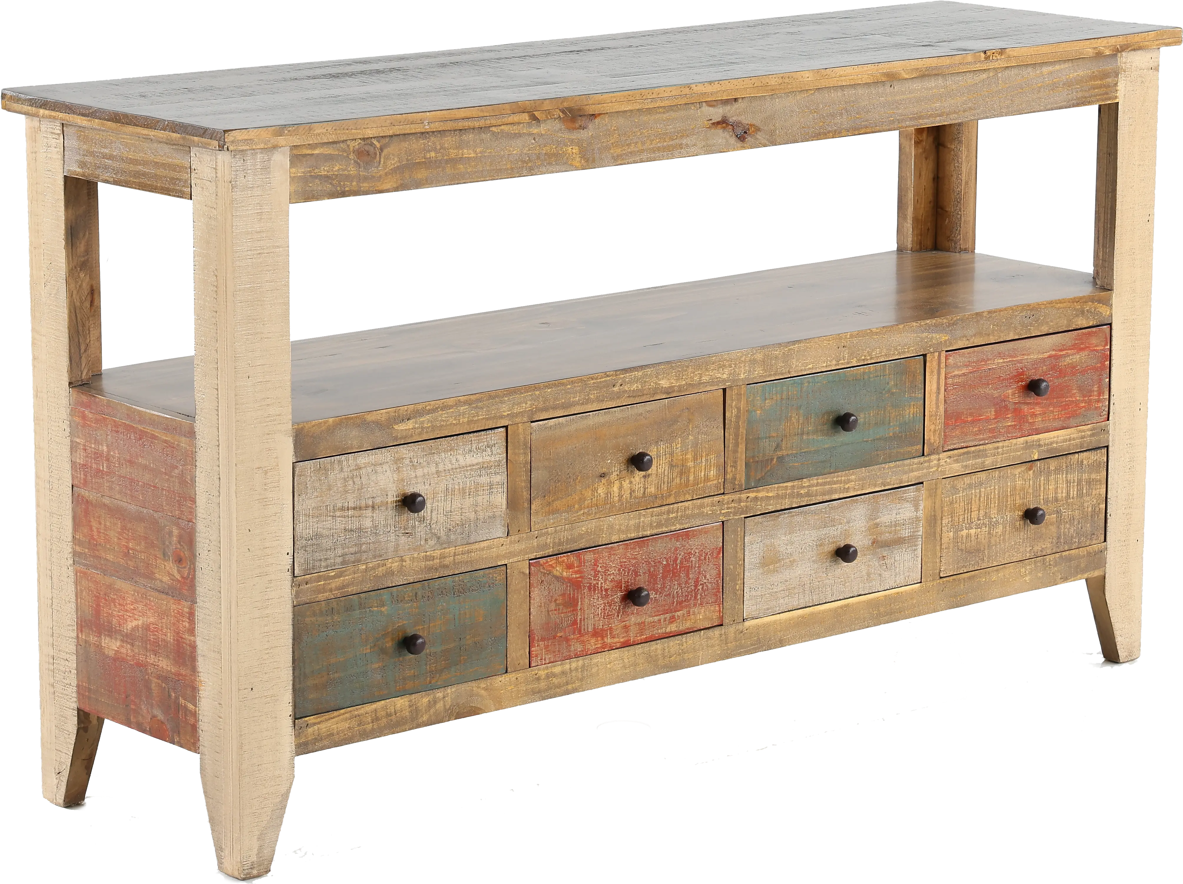 Antique Rustic Pine Console Table-3