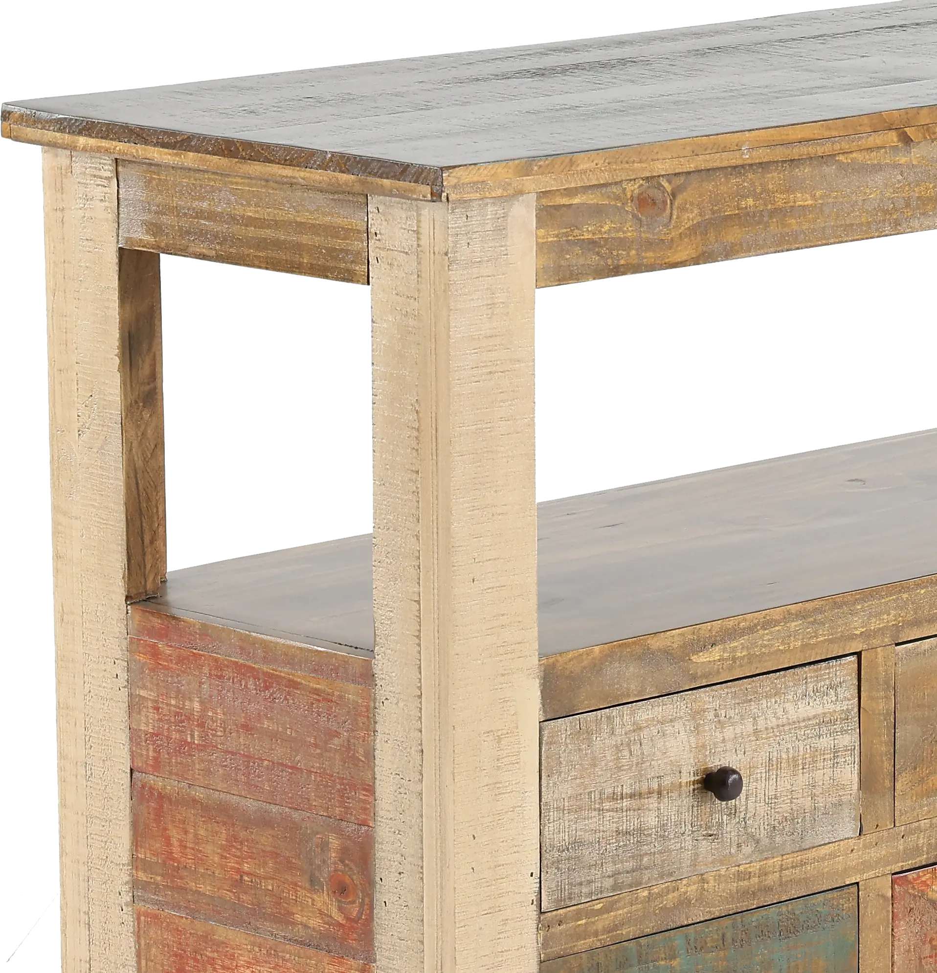 Antique Rustic Pine Console Table-2