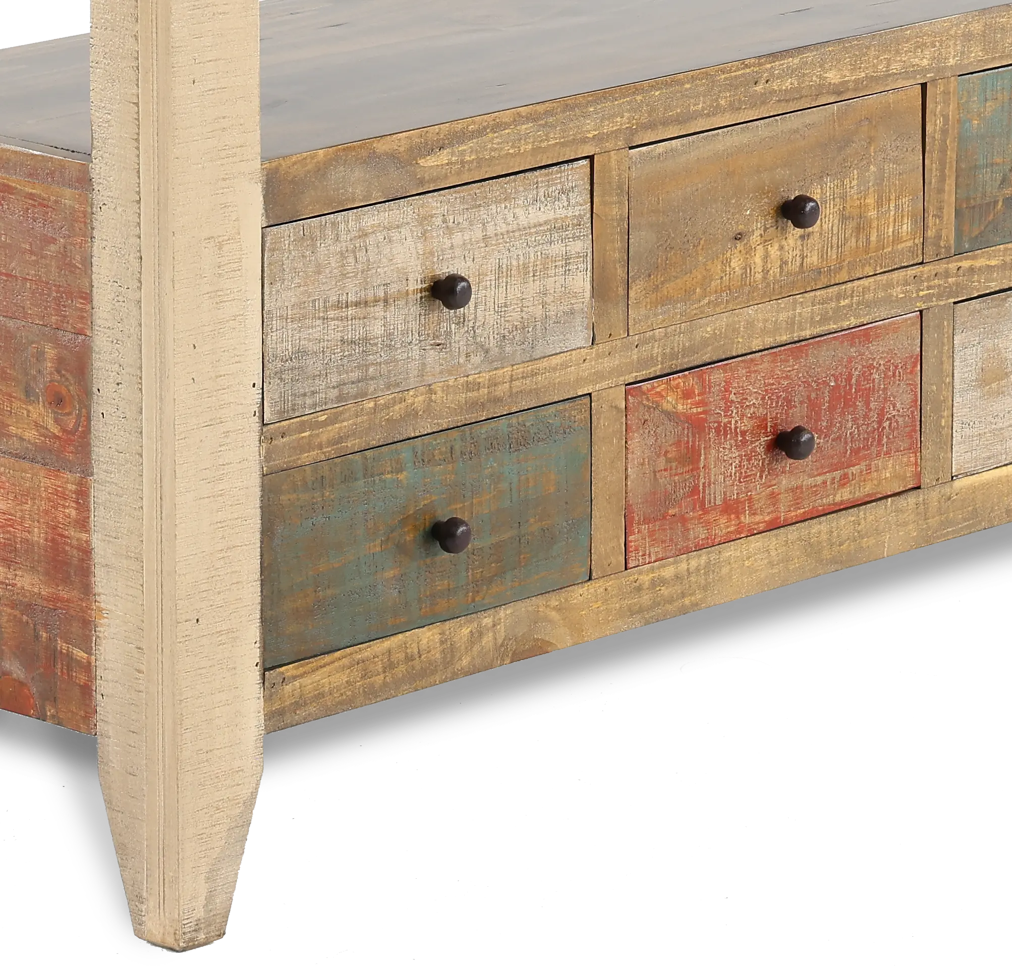 Antique Rustic Pine Console Table-5