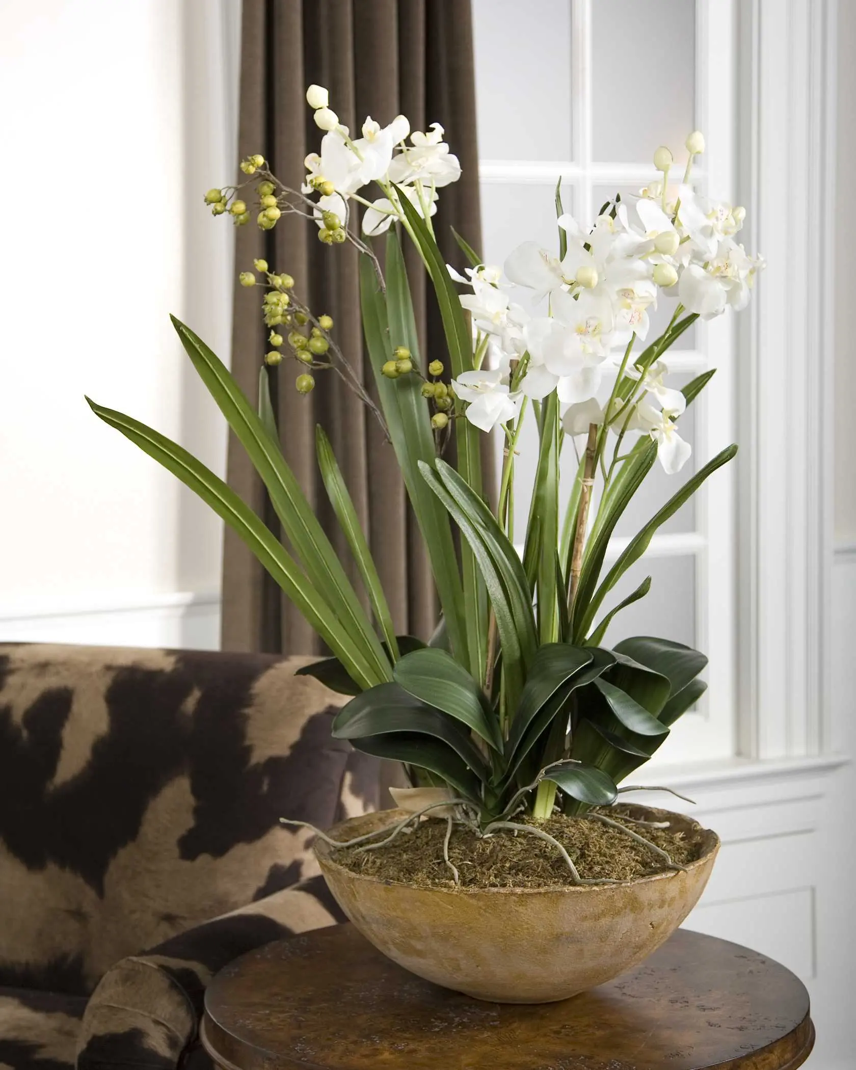 Moth White Orchid Faux Planter Arrangement-1