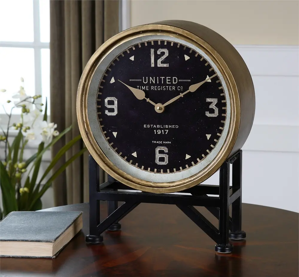 Metal and Brass Table Clock-1