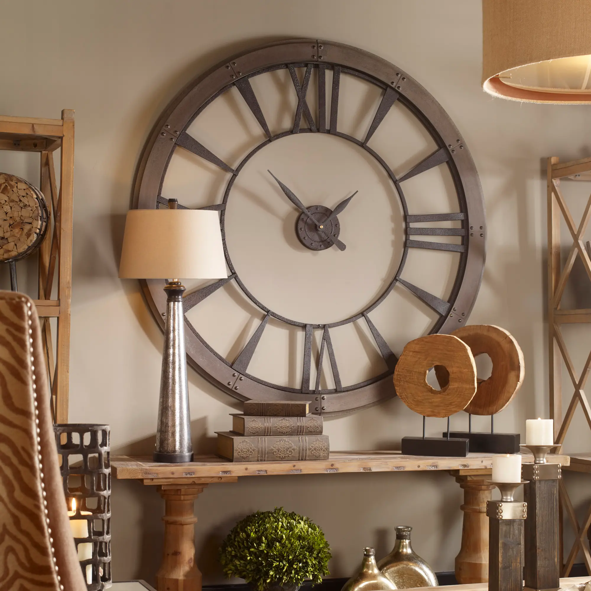 Large 60 Inch Rustic Bronze Wall Clock | RC Willey