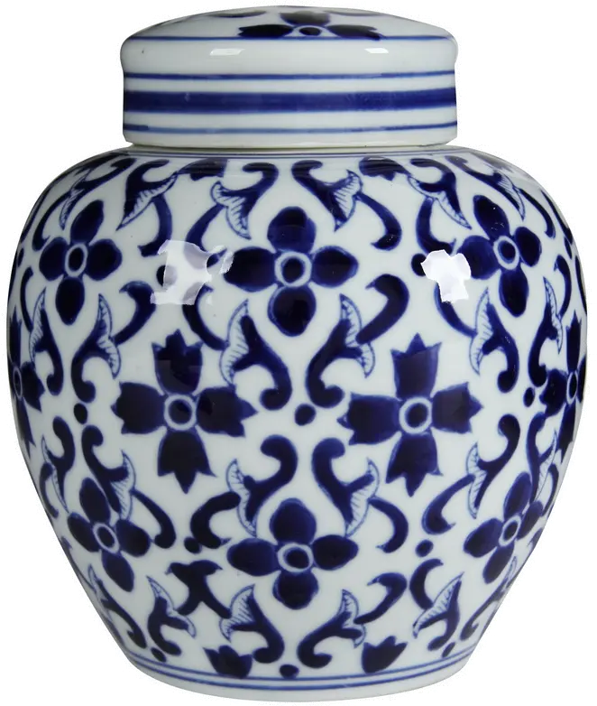 Cobalt Blue and White Jar with Lid-1