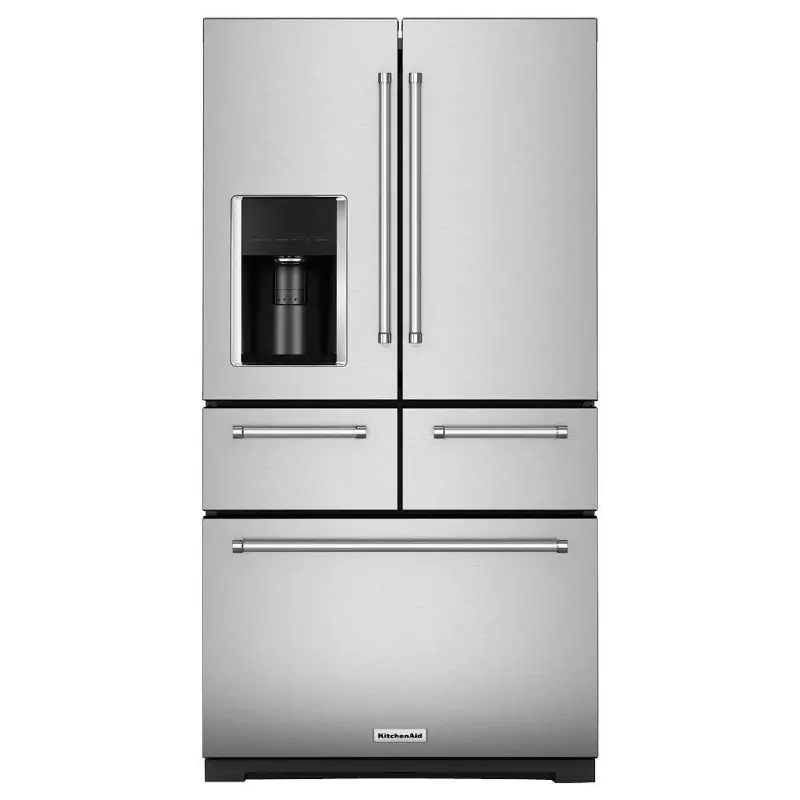 KitchenAid 26 Cu. Ft. 5‑Door Refrigerator with External Ice and Water Dispenser – Stainless Steel