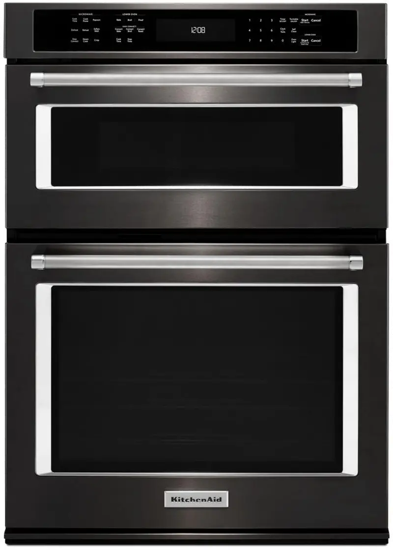 KitchenAid 6.4 cu ft Combination Wall Oven - Black Stainless Steel 30 Inch