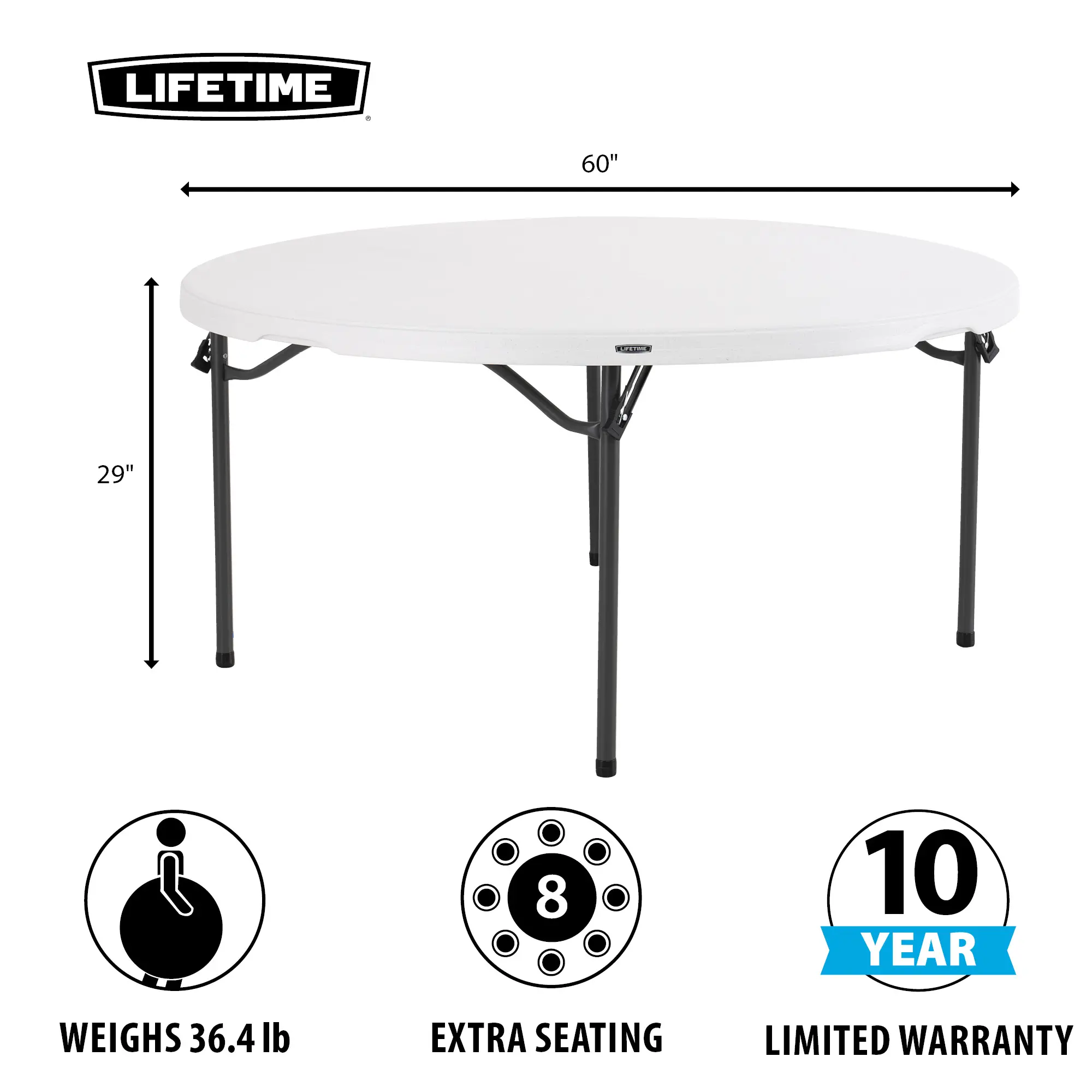 880301 Lifetime 60 Inch White Commercial Nesting Round Tables - 15 Pack-10