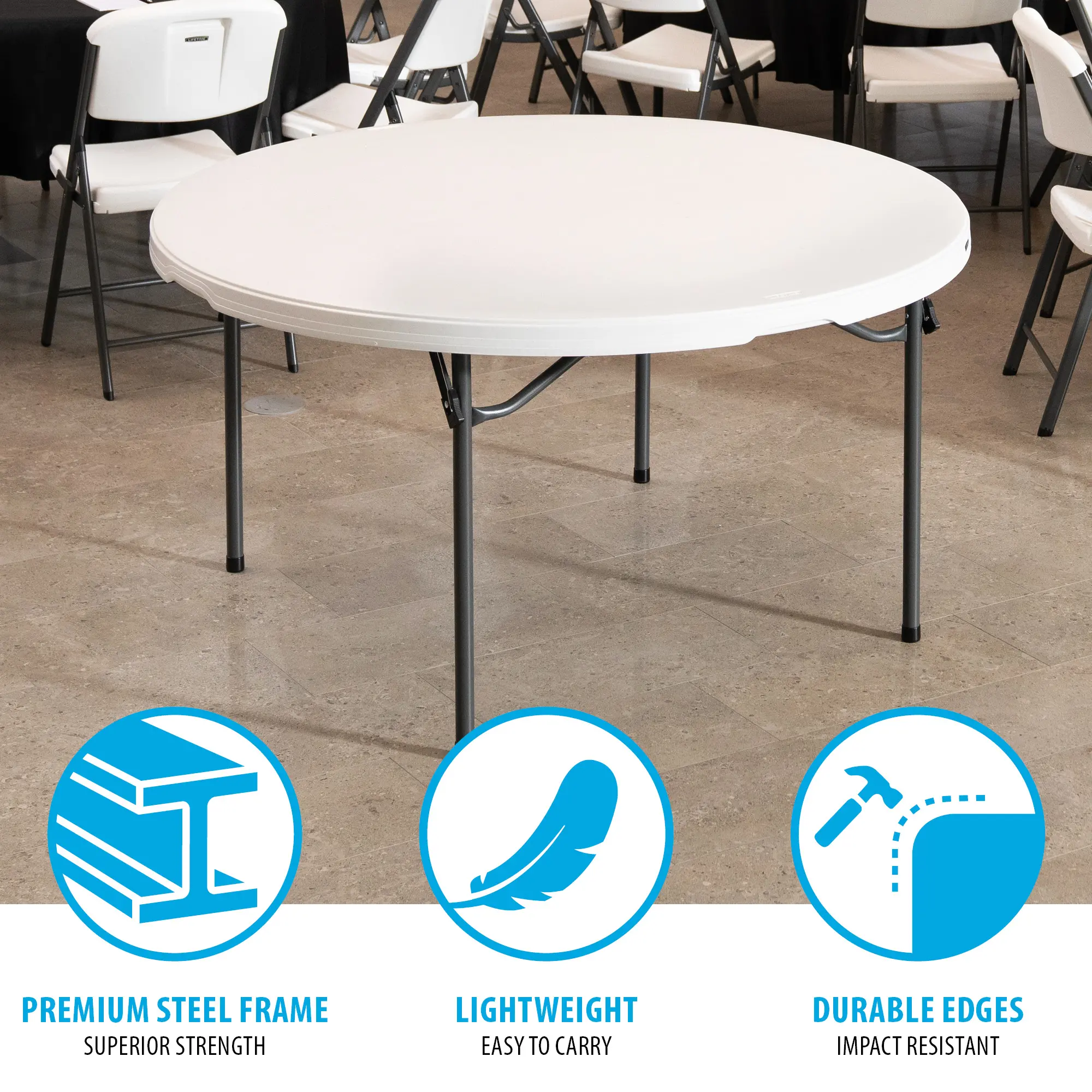 880301 Lifetime 60 Inch White Commercial Nesting Round Tables - 15 Pack-7