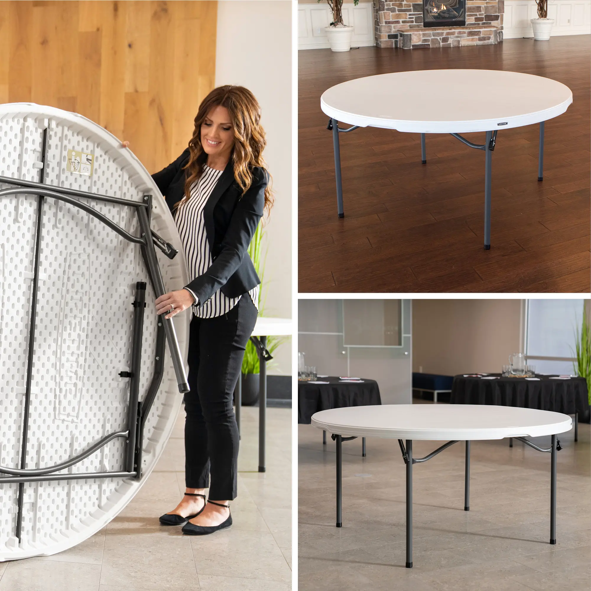 880301 Lifetime 60 Inch White Commercial Nesting Round Tables - 15 Pack-8