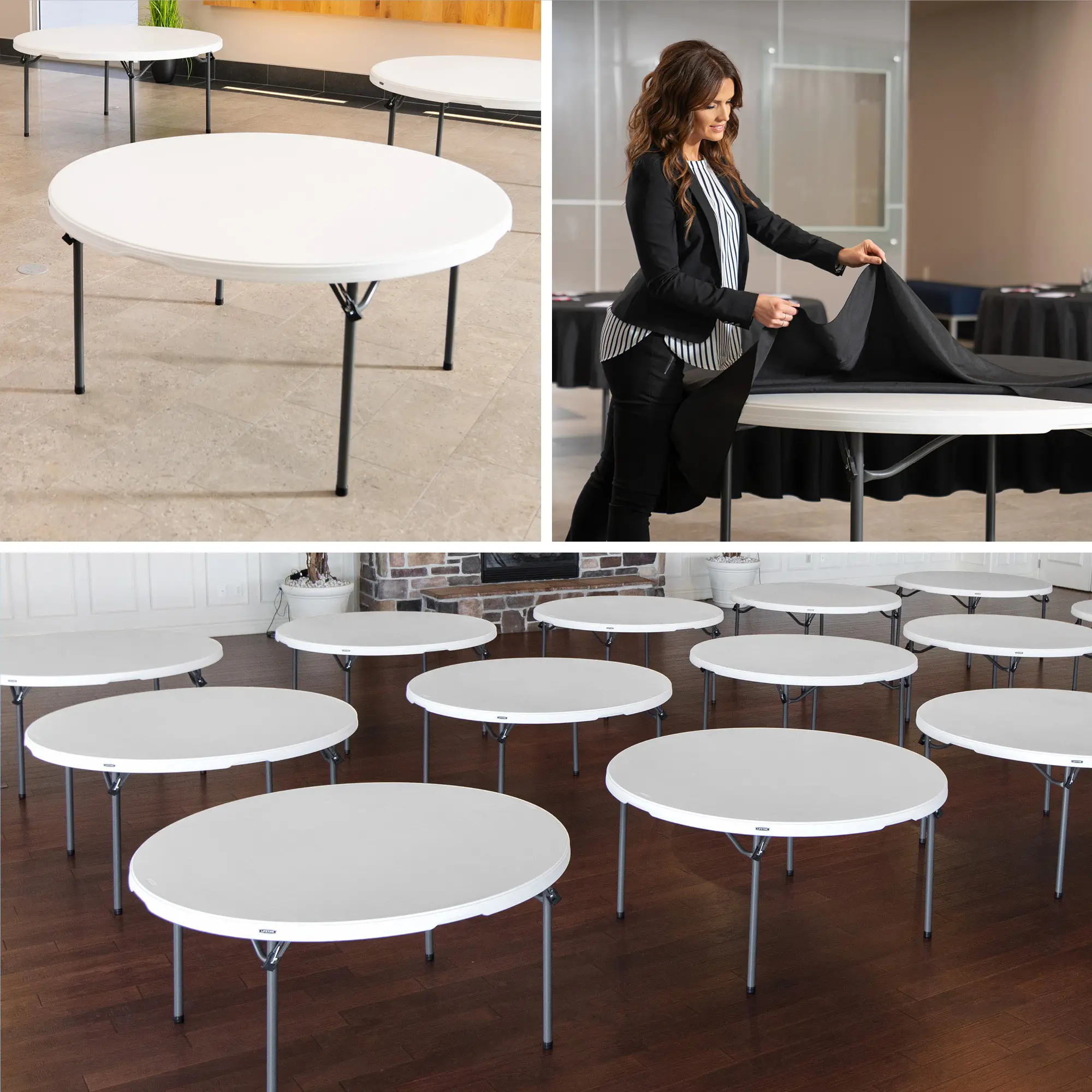 880301 Lifetime 60 Inch White Commercial Nesting Round Tables - 15 Pack-9