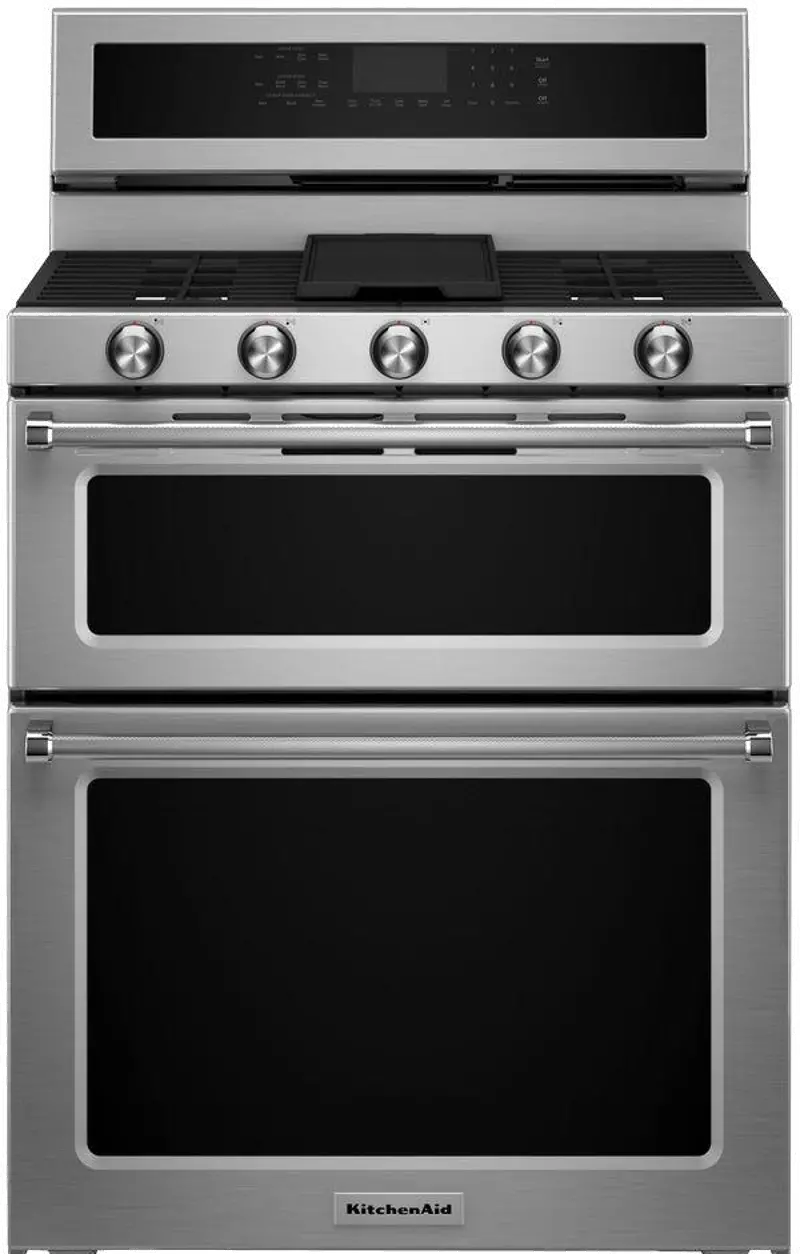 KitchenAid 6.0 cu ft Double Oven Gas Range - Stainless Steel
