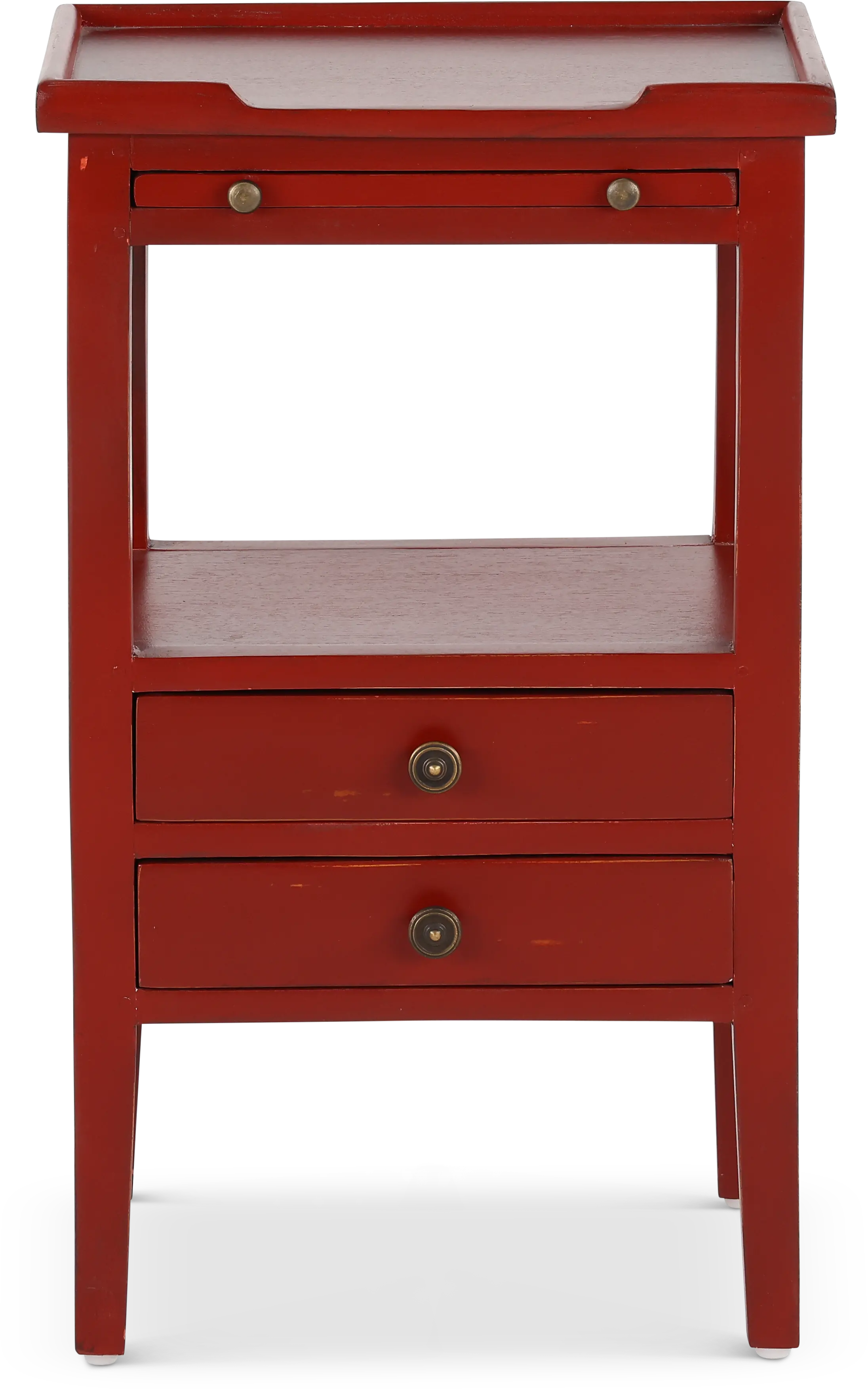 Eton Deep Red Accent Table with Pull Out Shelf-1