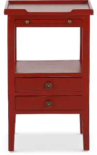 Eton Deep Red Accent Table with Pull Out Shelf