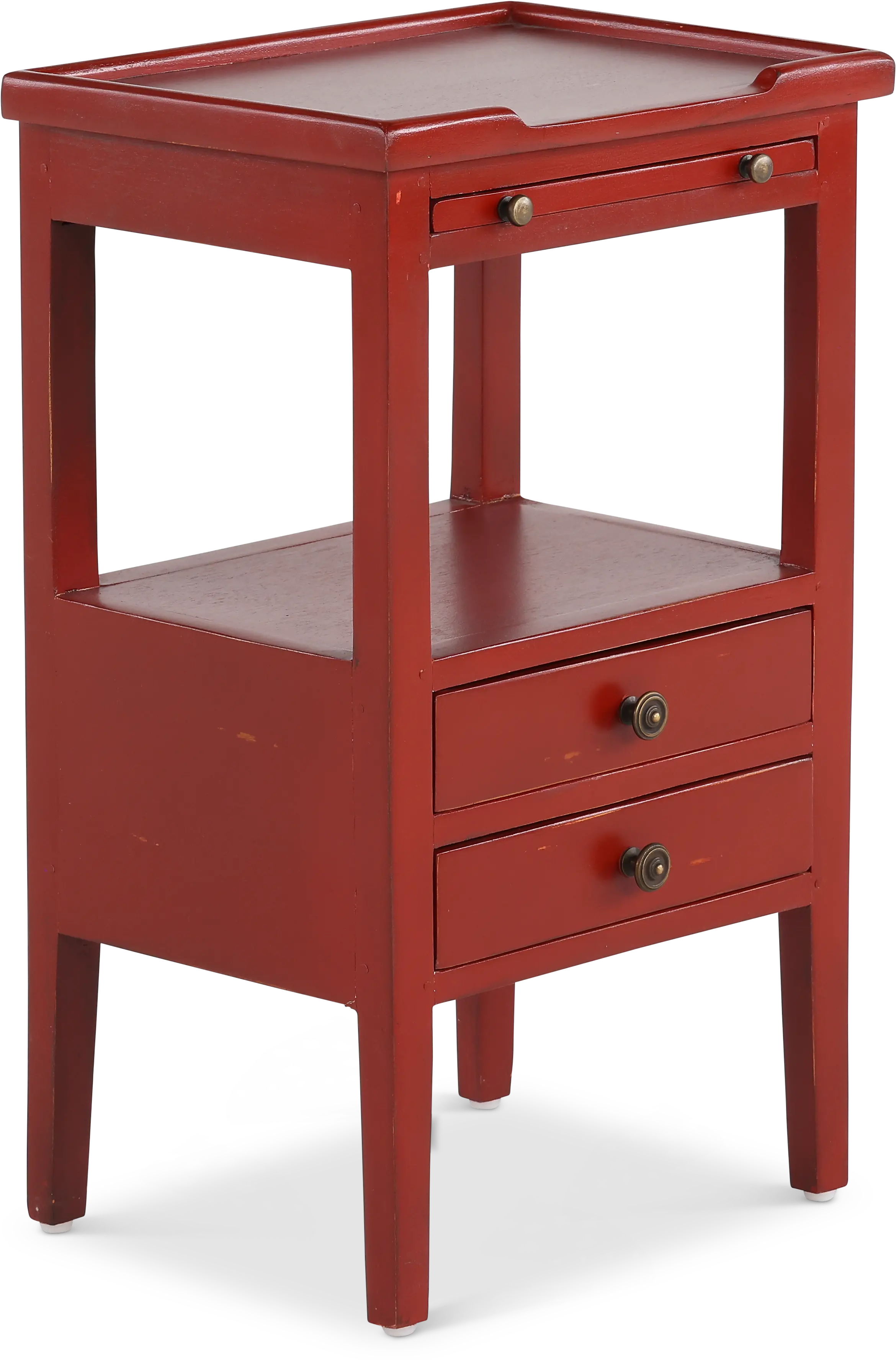 Eton Deep Red Accent Table with Pull Out Shelf-4