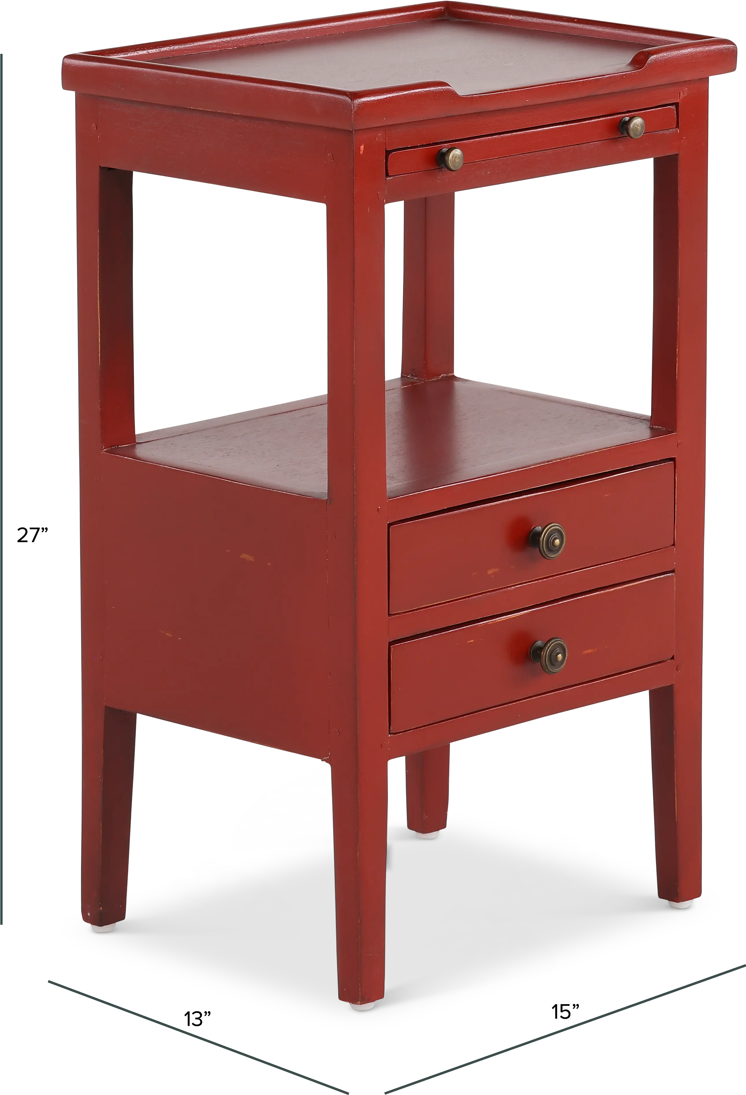 Eton Deep Red Accent Table with Pull Out Shelf-3