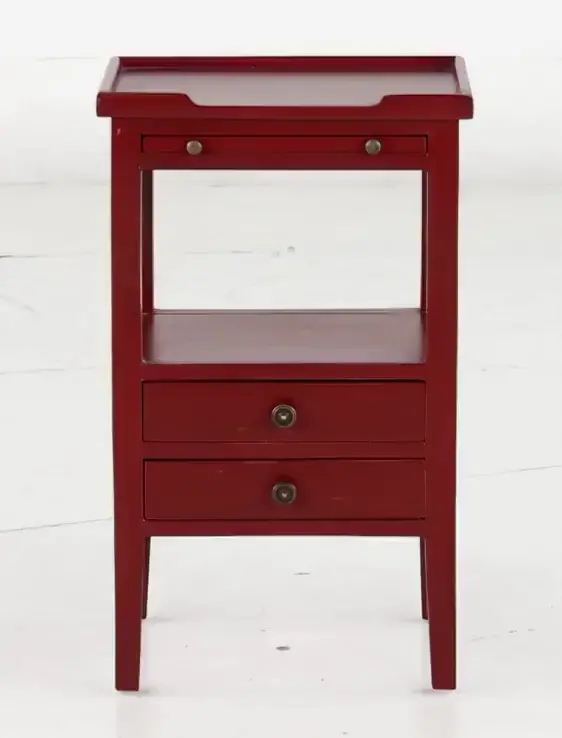 Eton Deep Red Accent Table with Pull Out Shelf-5