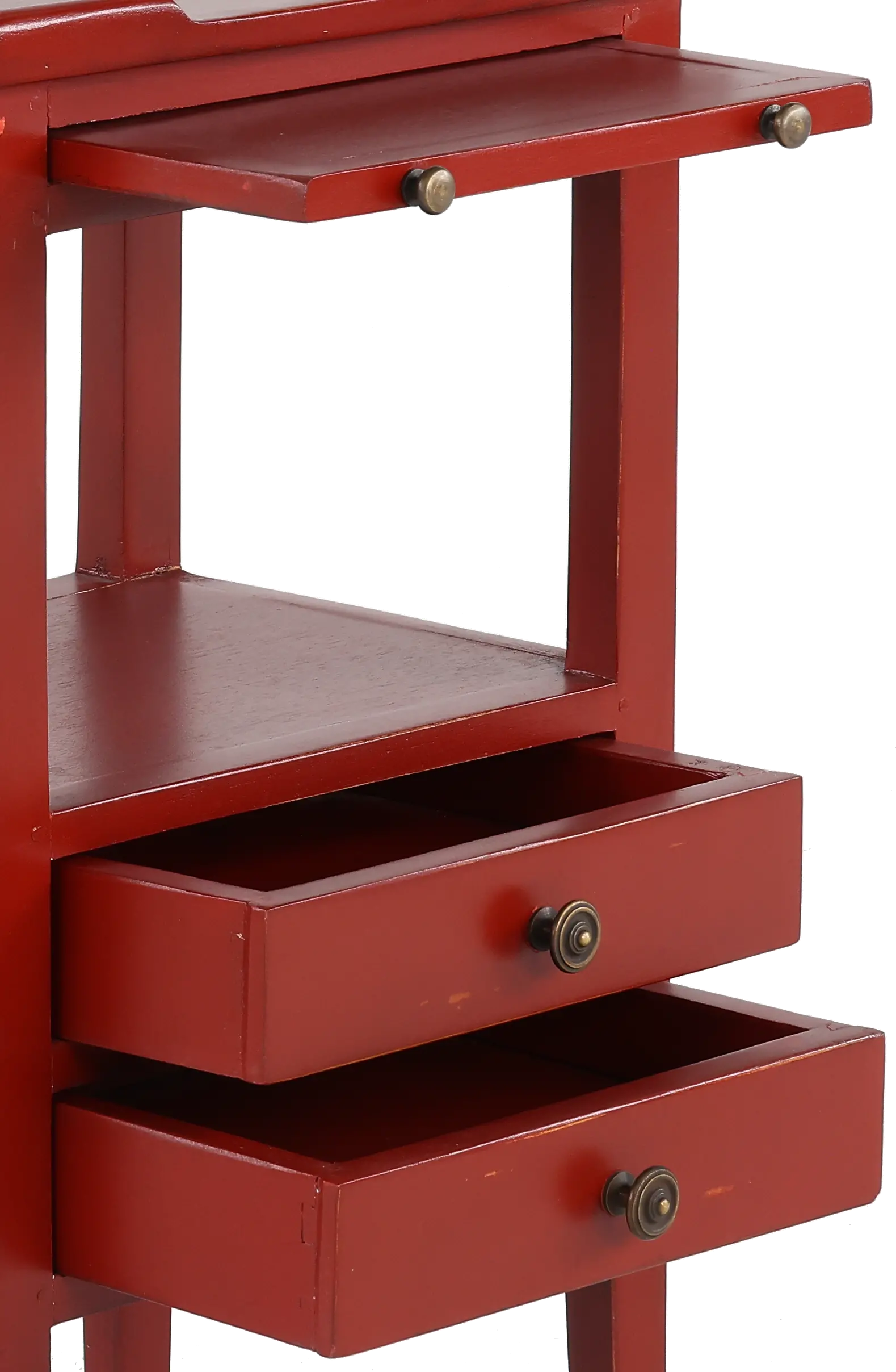 Eton Deep Red Accent Table with Pull Out Shelf-2
