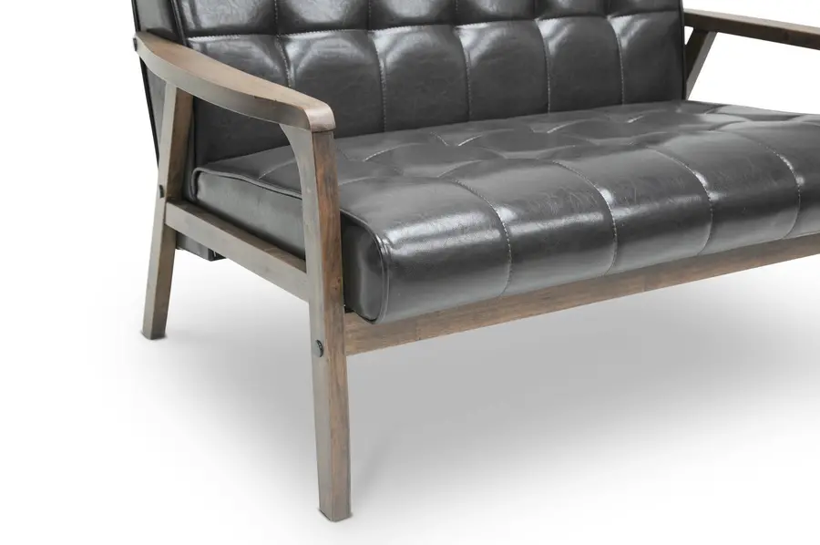  Masterpieces Mid Century Modern Dark Brown Loveseat-3