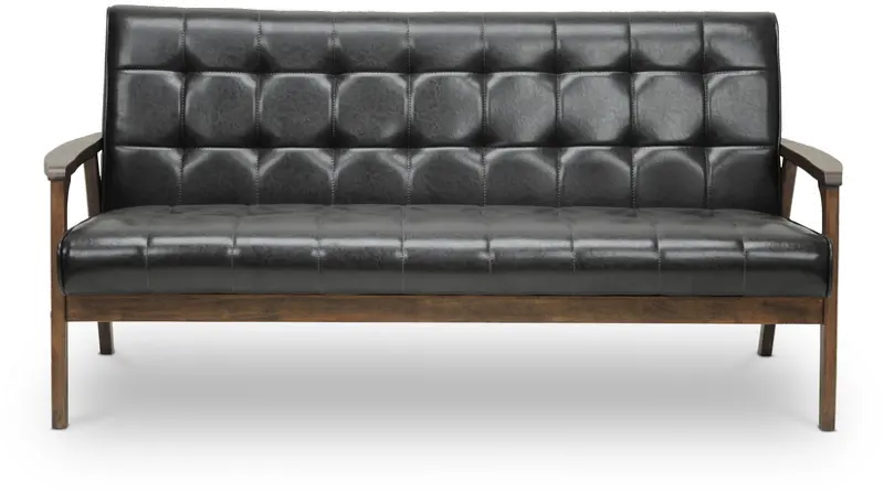 Masterpieces Mid Century Modern Dark Brown Sofa