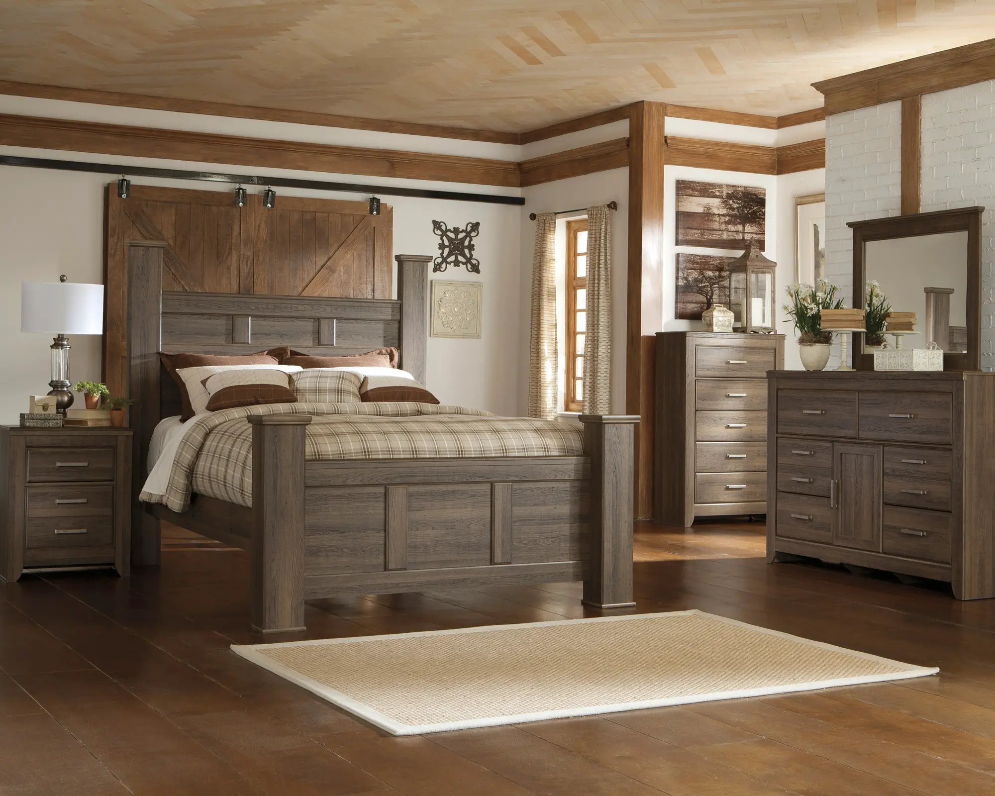 Rustic Modern Driftwood 4 Piece King Bedroom Set - Fairfax-1