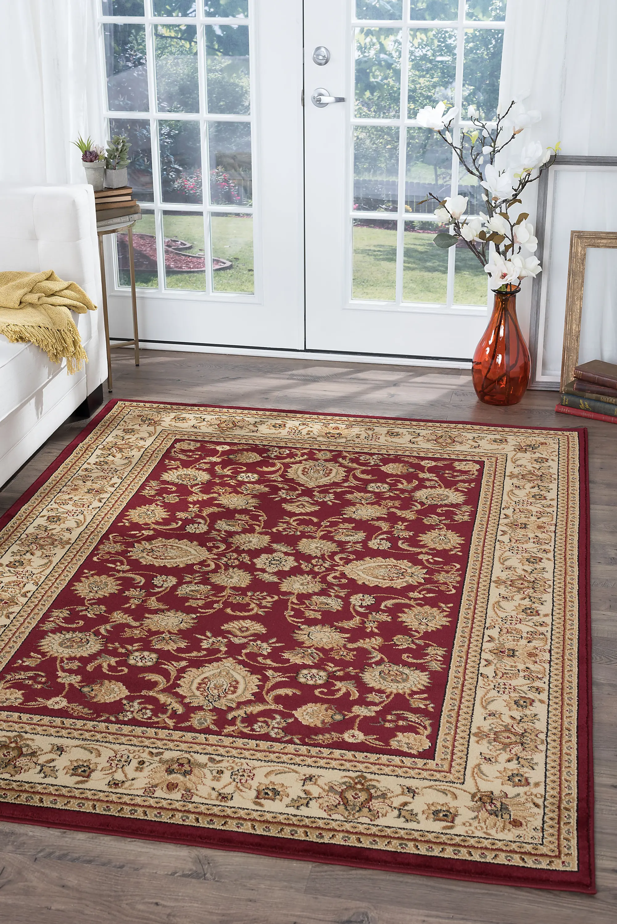 8 x 10 Large Red and Beige Area Rug - Sensation | RC Willey