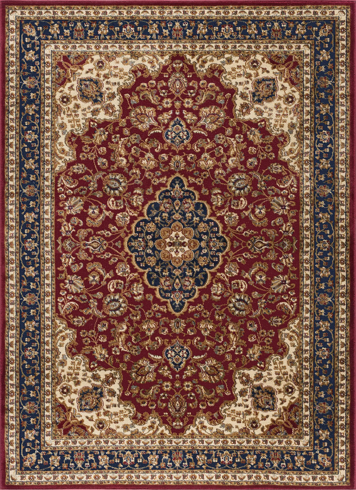 SNS47805x8 5 x 7 Medium Navy Blue and Red Area Rug - Sensation-1