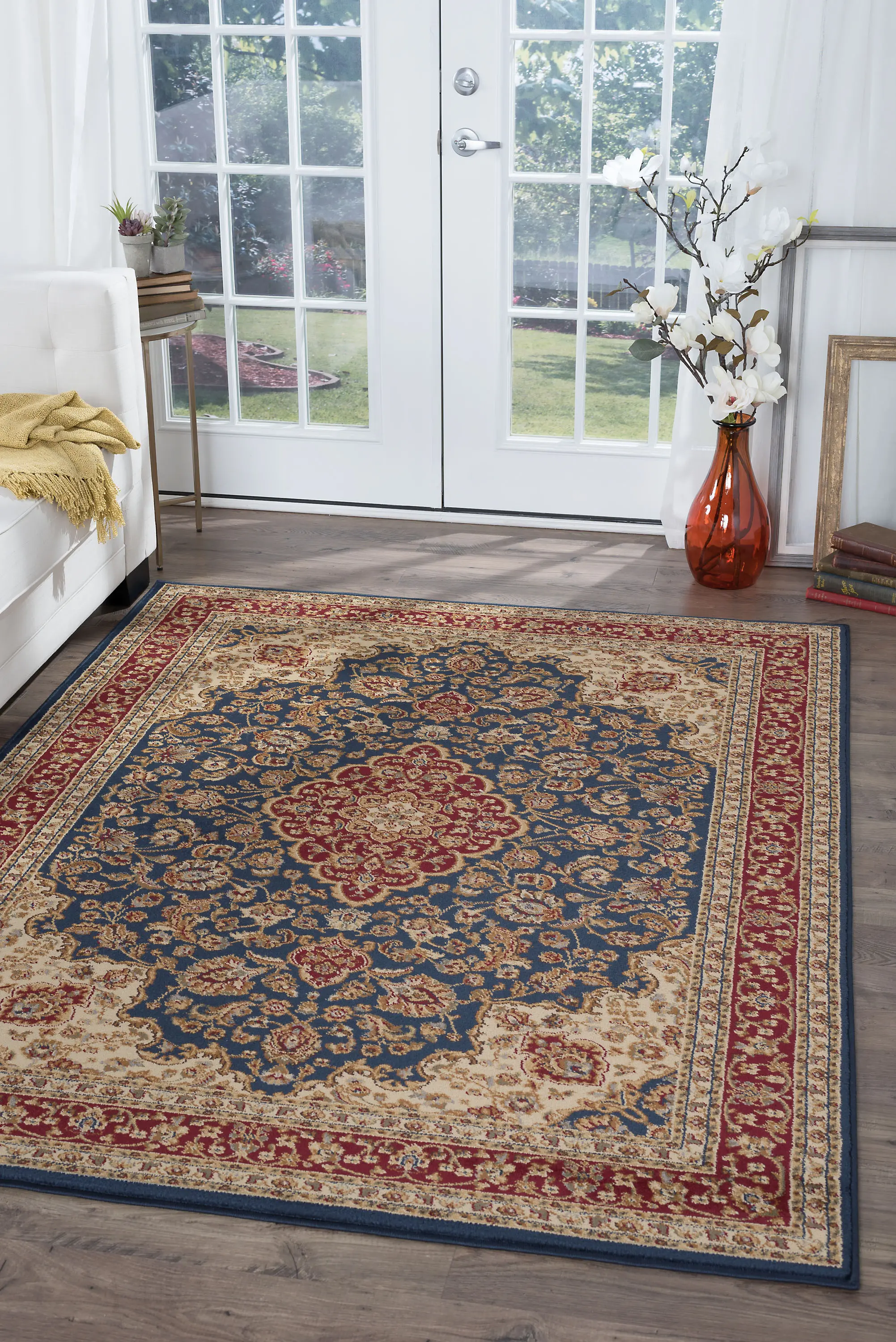 SNS47878x11 Sensation 8 x 11 Large Navy Blue and Red Area Rug-2