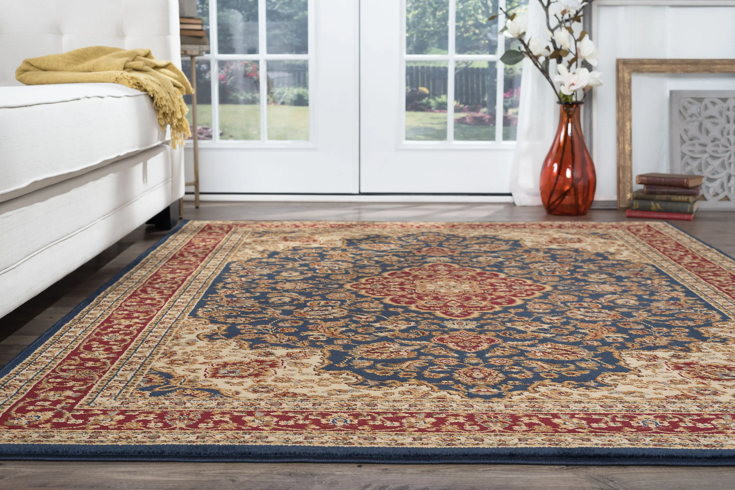 SNS47878x11 Sensation 8 x 11 Large Navy Blue and Red Area Rug-6