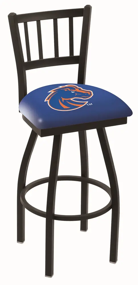 Black Slat Back Swivel Bar Stool - Boise State-1