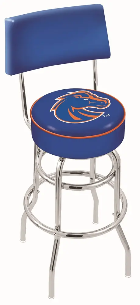 Chrome Swivel Bar Stool with Back Rest - Boise State-1