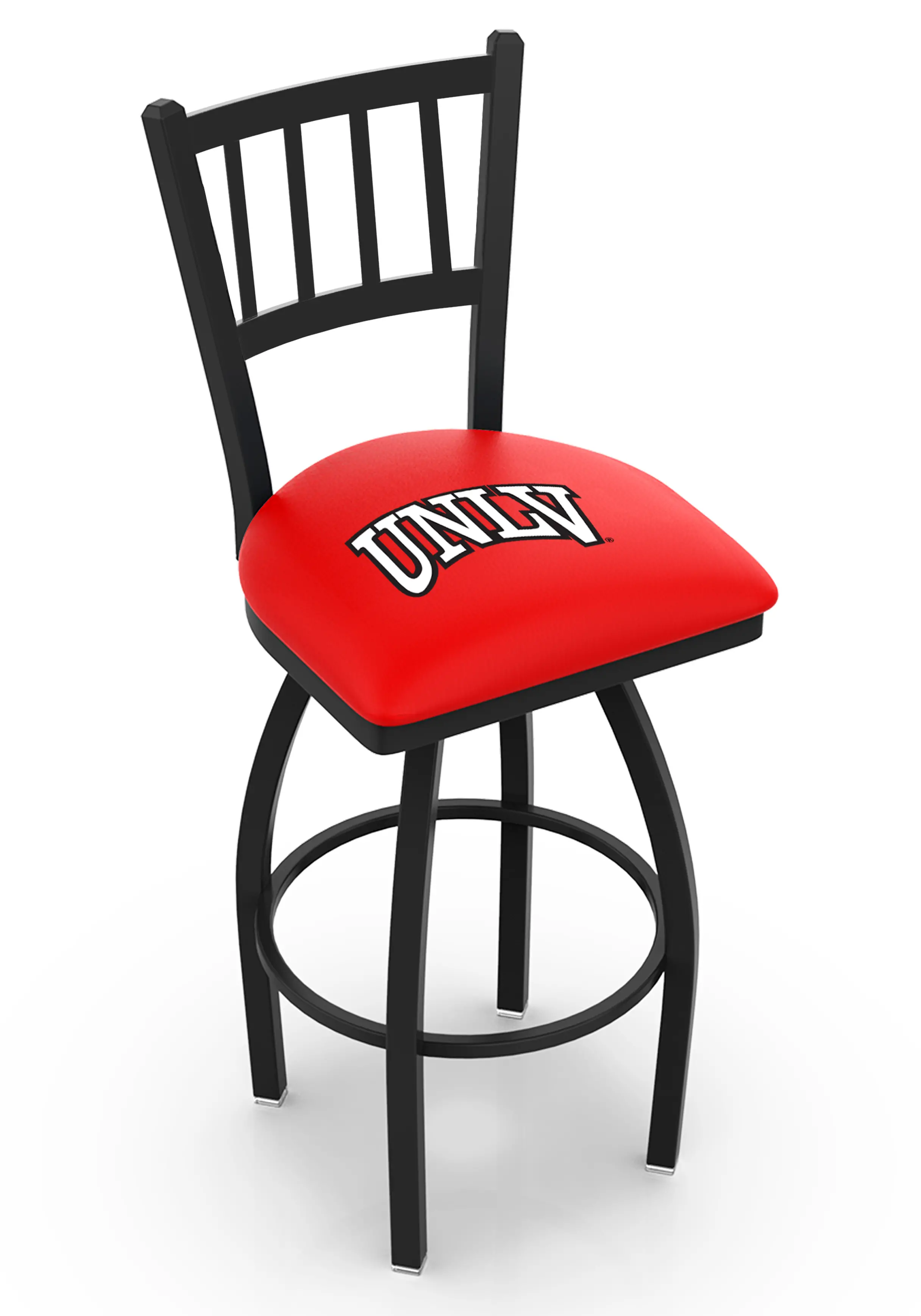 Black Slat Back Swivel Counter Height Stool - UNLV-1