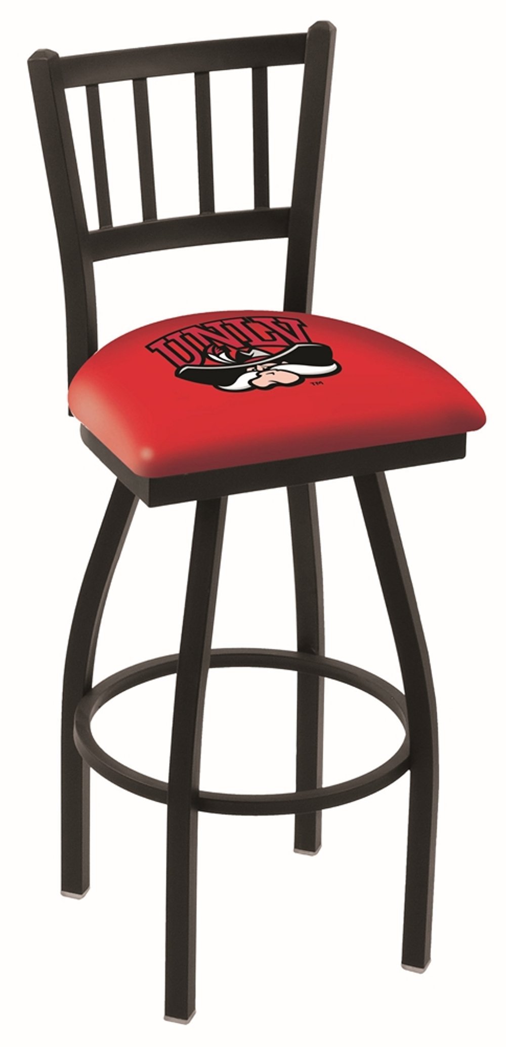 Black  Slat Back Swivel Bar Stool - UNLV