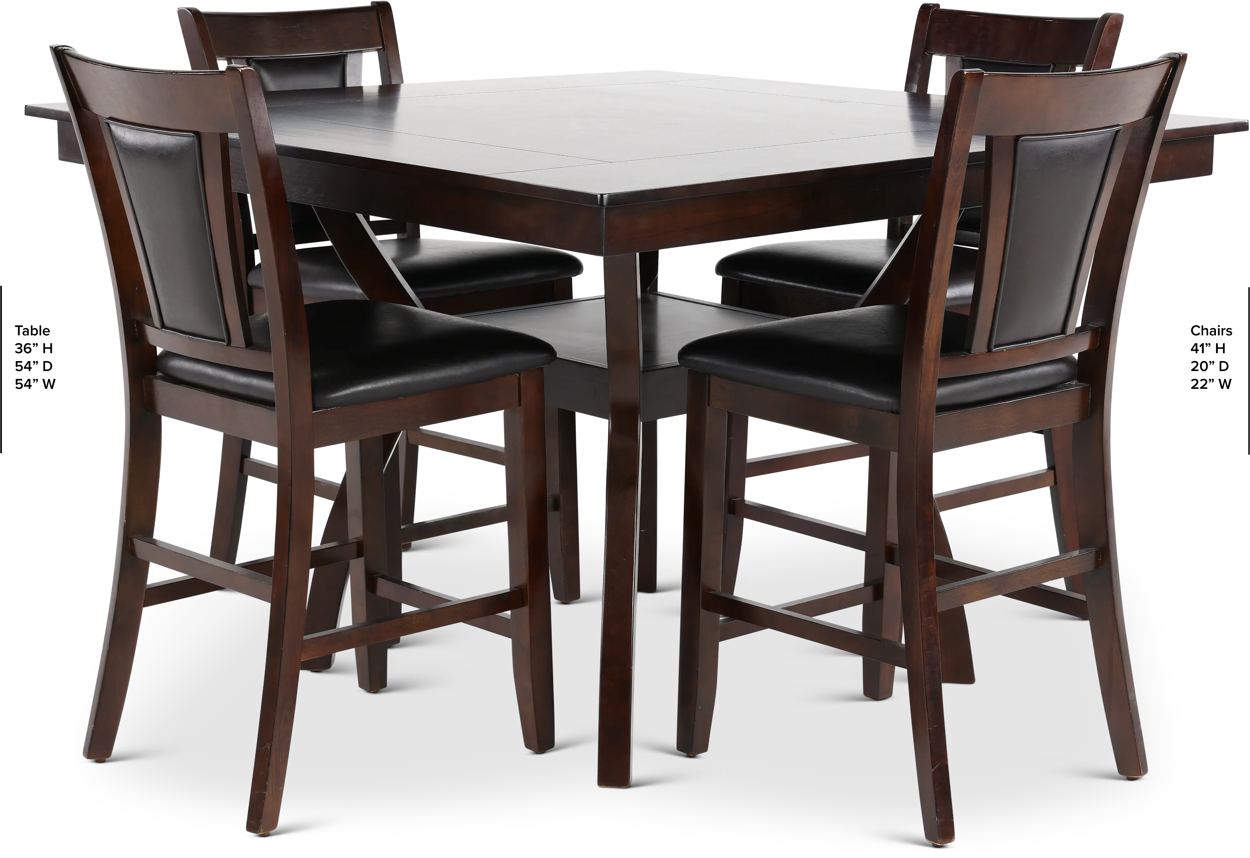 Brent Dark Cherry 5 Piece Counter Height Dining Set-3