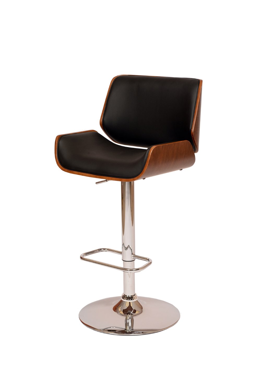London Black and Chrome Swivel Adjustable Bar Stool