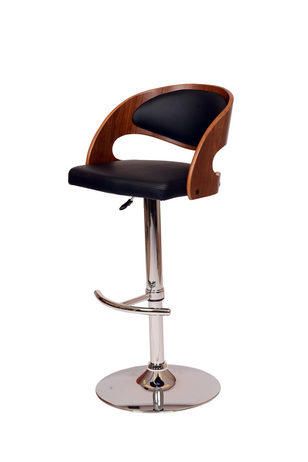 Malibu Black Walnut Swivel Adjustable Bar Stool