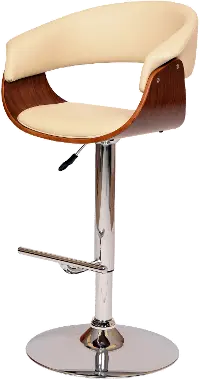 LCPASWBACRWA Paris Cream and Walnut Adjustable Swivel Bar Stool