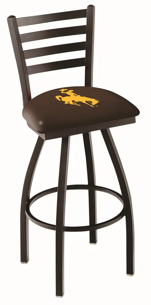 30 Inch Ladder Back Swivel Bar Stool - University of Wyoming-1